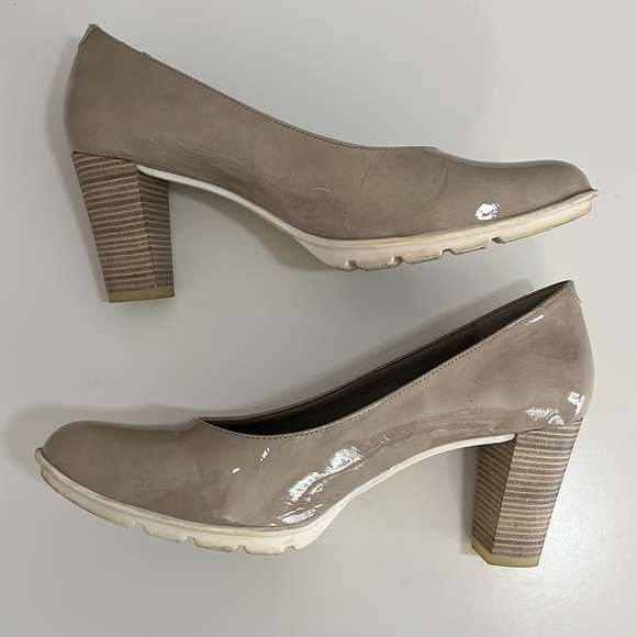 Dorking by Fluchos Patent Leather Rubi Pumps Block Heel Nude-Greyish-Beige - Picture 11 of 16